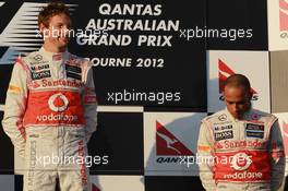 Jenson Button (GBR), McLaren Mercedes with Lewis Hamilton (GBR), McLaren Mercedes  18.03.2012. Formula 1 World Championship, Rd 1, Australian Grand Prix, Melbourne, Australia, Sunday