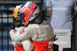 Lewis Hamilton (GBR), McLaren Mercedes and 1st place Jenson Button (GBR), McLaren Mercedes  18.03.2012. Formula 1 World Championship, Rd 1, Australian Grand Prix, Melbourne, Australia, Sunday