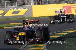 Mark Webber (AUS), Red Bull Racing and Pastor Maldonado (VEN), Williams F1 Team  18.03.2012. Formula 1 World Championship, Rd 1, Australian Grand Prix, Melbourne, Australia, Sunday