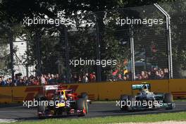 Sebastian Vettel (GER), Red Bull Racing and Nico Rosberg (GER), Mercedes GP  18.03.2012. Formula 1 World Championship, Rd 1, Australian Grand Prix, Melbourne, Australia, Sunday