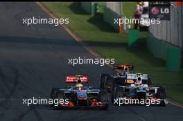 Lewis Hamilton (GBR), McLaren Mercedes and Sergio Perez (MEX), Sauber F1 Team  18.03.2012. Formula 1 World Championship, Rd 1, Australian Grand Prix, Melbourne, Australia, Sunday