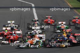 Paul di Resta (GBR), Sahara Force India Formula One Team and Jean-Eric Vergne (FRA), Scuderia Toro Rosso  18.03.2012. Formula 1 World Championship, Rd 1, Australian Grand Prix, Melbourne, Australia, Sunday