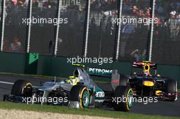 Nico Rosberg (GER), Mercedes AMG Petronas leads Mark Webber (AUS), Red Bull Racing  18.03.2012. Formula 1 World Championship, Rd 1, Australian Grand Prix, Melbourne, Australia, Sunday