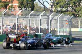 Pastor Maldonado (VEN), Williams F1 Team, Mark Webber (AUS), Red Bull Racing and Nico Rosberg (GER), Mercedes GP  18.03.2012. Formula 1 World Championship, Rd 1, Australian Grand Prix, Melbourne, Australia, Sunday