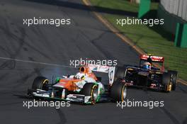 Paul di Resta (GBR), Sahara Force India Formula One Team leads Jean-Eric Vergne (FRA), Scuderia Toro Rosso  18.03.2012. Formula 1 World Championship, Rd 1, Australian Grand Prix, Melbourne, Australia, Sunday