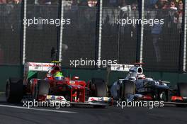 Felipe Massa (BRA), Scuderia Ferrari and Kamui Kobayashi (JAP), Sauber F1 Team  18.03.2012. Formula 1 World Championship, Rd 1, Australian Grand Prix, Melbourne, Australia, Sunday