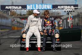 Michael Schumacher (GER), Mercedes GP and Sebastian Vettel (GER), Red Bull Racing  18.03.2012. Formula 1 World Championship, Rd 1, Australian Grand Prix, Melbourne, Australia, Sunday