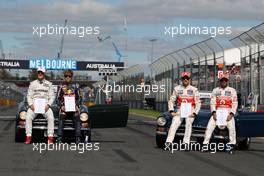 Michael Schumacher (GER), Mercedes GP, Sebastian Vettel (GER), Red Bull Racing, Jenson Button (GBR), McLaren Mercedes and Lewis Hamilton (GBR), McLaren Mercedes  18.03.2012. Formula 1 World Championship, Rd 1, Australian Grand Prix, Melbourne, Australia, Sunday