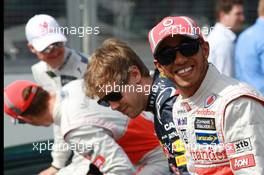 Sebastian Vettel (GER), Red Bull Racing and Lewis Hamilton (GBR), McLaren Mercedes  18.03.2012. Formula 1 World Championship, Rd 1, Australian Grand Prix, Melbourne, Australia, Sunday