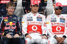 Sebastian Vettel (GER), Red Bull Racing, Jenson Button (GBR), McLaren Mercedes and Lewis Hamilton (GBR), McLaren Mercedes  18.03.2012. Formula 1 World Championship, Rd 1, Australian Grand Prix, Melbourne, Australia, Sunday