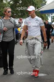 Sabine Kehm (GER), Michael Schumacher's press officer and Michael Schumacher (GER), Mercedes AMG Petronas  15.03.2012. Formula 1 World Championship, Rd 1, Australian Grand Prix, Melbourne, Australia, Thursday
