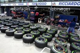 Pirelli tires, Scuderia Toro Rosso, Pitlane atmosphere  14.03.2012. Formula 1 World Championship, Rd 1, Australian Grand Prix, Melbourne, Australia, Wednesday