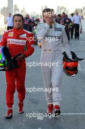 23.02.2012 Barcelona, Spain, Felipe Massa (BRA), Scuderia Ferrari and Michael Schumacher (GER), Mercedes AMG Petronas - Formula 1 Testing, day 3 - Formula 1 World Championship