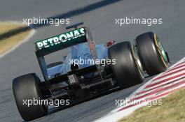 02.04.2012, Barcelona, Spain, Michael Schumacher (GER), Mercedes AMG Petronas rear wing - Formula 1 Testing, day 2 - Formula 1 World Championship