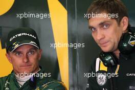 02.04.2012, Barcelona, Spain, Heikki Kovalainen (FIN), Caterham F1 Team and Vitaly Petrov (RUS), Caterham F1 Team   - Formula 1 Testing, day 2 - Formula 1 World Championship