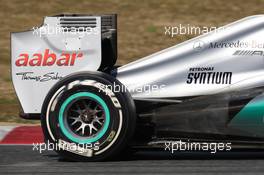 02.04.2012, Barcelona, Spain, Mercedes AMG Petronas  rear wing - Formula 1 Testing, day 2 - Formula 1 World Championship