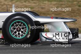 02.04.2012, Barcelona, Spain, Mercedes front wing and nose cone - Formula 1 Testing, day 2 - Formula 1 World Championship