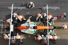 03.03.2012, Barcelona, Spain, Paul di Resta (GBR), Sahara Force India Formula One Team pit stop - Formula 1 Testing, day 3 - Formula 1 World Championship