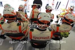 03.03.2012, Barcelona, Spain, Sahara Force India Formula One Team pit stop - Formula 1 Testing, day 3 - Formula 1 World Championship