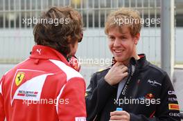 03.03.2012, Barcelona, Spain, Fernando Alonso (ESP), Scuderia Ferrari with Sebastian Vettel (GER), Red Bull Racing - Formula 1 Testing, day 3 - Formula 1 World Championship
