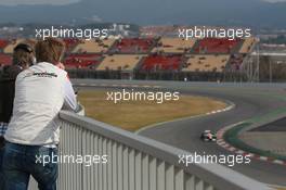 03.03.2012, Barcelona, Spain, Paul di Resta (GBR), Sahara Force India Formula One Team watched by Nico Hulkenberg (GER), Sahara Force India Formula One Team - Formula 1 Testing, day 3 - Formula 1 World Championship