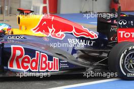 04.03.2012, Barcelona, Spain, Sebastian Vettel (GER), Red Bull Racing rear wing and exhaust - Formula 1 Testing, day 4 - Formula 1 World Championship