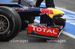 04.03.2012, Barcelona, Spain, Red Bull front wing at a very high angle - Formula 1 Testing, day 4 - Formula 1 World Championship