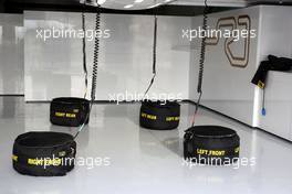 04.03.2012, Barcelona, Spain, HRT Formula One Team garage  - Formula 1 Testing, day 4 - Formula 1 World Championship