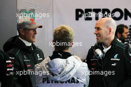 (L to R): Michael Schumacher (GER) Mercedes AMG F1 with Sam Bird (GBR) Mercedes AMG F1 Test And Reserve Driver and Jock Clear (GBR) Mercedes AMG F1. 31.08.2012. Formula 1 World Championship, Rd 12, Belgian Grand Prix, Spa Francorchamps, Belgium, Practice Day
