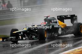 Heikki Kovalainen (FIN) Caterham CT01 spins. 31.08.2012. Formula 1 World Championship, Rd 12, Belgian Grand Prix, Spa Francorchamps, Belgium, Practice Day