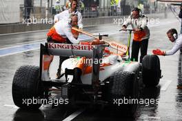 Paul di Resta (GBR) Sahara Force India VJM05 in the pits. 31.08.2012. Formula 1 World Championship, Rd 12, Belgian Grand Prix, Spa Francorchamps, Belgium, Practice Day