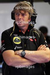 Andy Band (GBR) Lotus F1 Team Mechanic. 31.08.2012. Formula 1 World Championship, Rd 12, Belgian Grand Prix, Spa Francorchamps, Belgium, Practice Day