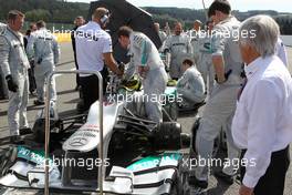 Bernie Ecclestone (GBR) and Nico Rosberg (GER), Mercedes GP  02.09.2012. Formula 1 World Championship, Rd 12, Belgian Grand Prix, Spa Francorchamps, Belgium, Race Day