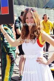 Grid girl. 02.09.2012. Formula 1 World Championship, Rd 12, Belgian Grand Prix, Spa Francorchamps, Belgium, Race Day