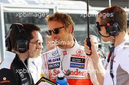 Jenson Button (GBR) McLaren on the grid. 02.09.2012. Formula 1 World Championship, Rd 12, Belgian Grand Prix, Spa Francorchamps, Belgium, Race Day