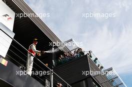 Race winner Jenson Button (GBR) McLaren celebrates on the podium. 02.09.2012. Formula 1 World Championship, Rd 12, Belgian Grand Prix, Spa Francorchamps, Belgium, Race Day