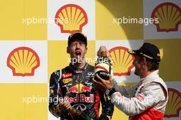 Sebastian Vettel (GER), Red Bull Racing and Jenson Button (GBR), McLaren Mercedes  02.09.2012. Formula 1 World Championship, Rd 12, Belgian Grand Prix, Spa Francorchamps, Belgium, Race Day