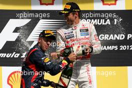 Jenson Button (GBR), McLaren Mercedes and Sebastian Vettel (GER), Red Bull Racing  02.09.2012. Formula 1 World Championship, Rd 12, Belgian Grand Prix, Spa Francorchamps, Belgium, Race Day