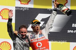 Race winner Jenson Button (GBR) McLaren celebrates on the podium with Paddy Lowe (GBR) McLaren Technical Director. 02.09.2012. Formula 1 World Championship, Rd 12, Belgian Grand Prix, Spa Francorchamps, Belgium, Race Day