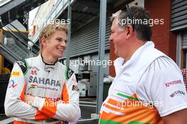 (L to R): Nico Hulkenberg (GER) Sahara Force India F1 celebrates his fourth position with Otmar Szafnauer (USA) Sahara Force India F1 Chief Operating Officer. 02.09.2012. Formula 1 World Championship, Rd 12, Belgian Grand Prix, Spa Francorchamps, Belgium, Race Day