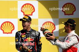 Sebastian Vettel (GER), Red Bull Racing and Jenson Button (GBR), McLaren Mercedes  02.09.2012. Formula 1 World Championship, Rd 12, Belgian Grand Prix, Spa Francorchamps, Belgium, Race Day