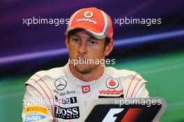 Race winner Jenson Button (GBR) McLaren in the FIA Press Conference. 02.09.2012. Formula 1 World Championship, Rd 12, Belgian Grand Prix, Spa Francorchamps, Belgium, Race Day
