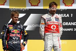 Sebastian Vettel (GER), Red Bull Racing and Jenson Button (GBR), McLaren Mercedes  02.09.2012. Formula 1 World Championship, Rd 12, Belgian Grand Prix, Spa Francorchamps, Belgium, Race Day