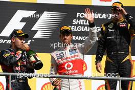 Sebastian Vettel (GER), Red Bull Racing, Jenson Button (GBR), McLaren Mercedes and Kimi Raikkonen (FIN), Lotus F1 Team  02.09.2012. Formula 1 World Championship, Rd 12, Belgian Grand Prix, Spa Francorchamps, Belgium, Race Day