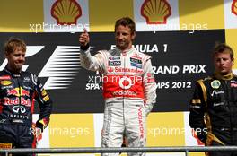 Sebastian Vettel (GER), Red Bull Racing, Jenson Button (GBR), McLaren Mercedes and Kimi Raikkonen (FIN), Lotus F1 Team  02.09.2012. Formula 1 World Championship, Rd 12, Belgian Grand Prix, Spa Francorchamps, Belgium, Race Day