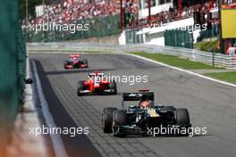 Heikki Kovalainen (FIN), Caterham F1 Team leads Timo Glock (GER), Marussia F1 Team  02.09.2012. Formula 1 World Championship, Rd 12, Belgian Grand Prix, Spa Francorchamps, Belgium, Race Day