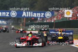 Felipe Massa (BRA) Ferrari F2012 leads Sebastian Vettel (GER) Red Bull Racing RB8. 02.09.2012. Formula 1 World Championship, Rd 12, Belgian Grand Prix, Spa Francorchamps, Belgium, Race Day