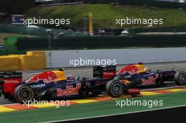 Sebastian Vettel (GER), Red Bull Racing and Mark Webber (AUS), Red Bull Racing  02.09.2012. Formula 1 World Championship, Rd 12, Belgian Grand Prix, Spa Francorchamps, Belgium, Race Day