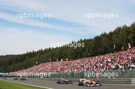 Paul di Resta (GBR) Sahara Force India VJM05 leads Nico Rosberg (GER) Mercedes AMG F1 W03. 02.09.2012. Formula 1 World Championship, Rd 12, Belgian Grand Prix, Spa Francorchamps, Belgium, Race Day