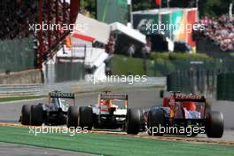 Nico Rosberg (GER) Mercedes AMG F1 W03 leads Paul di Resta (GBR) Sahara Force India VJM05 and Jean-Eric Vergne (FRA) Scuderia Toro Rosso STR7. 02.09.2012. Formula 1 World Championship, Rd 12, Belgian Grand Prix, Spa Francorchamps, Belgium, Race Day